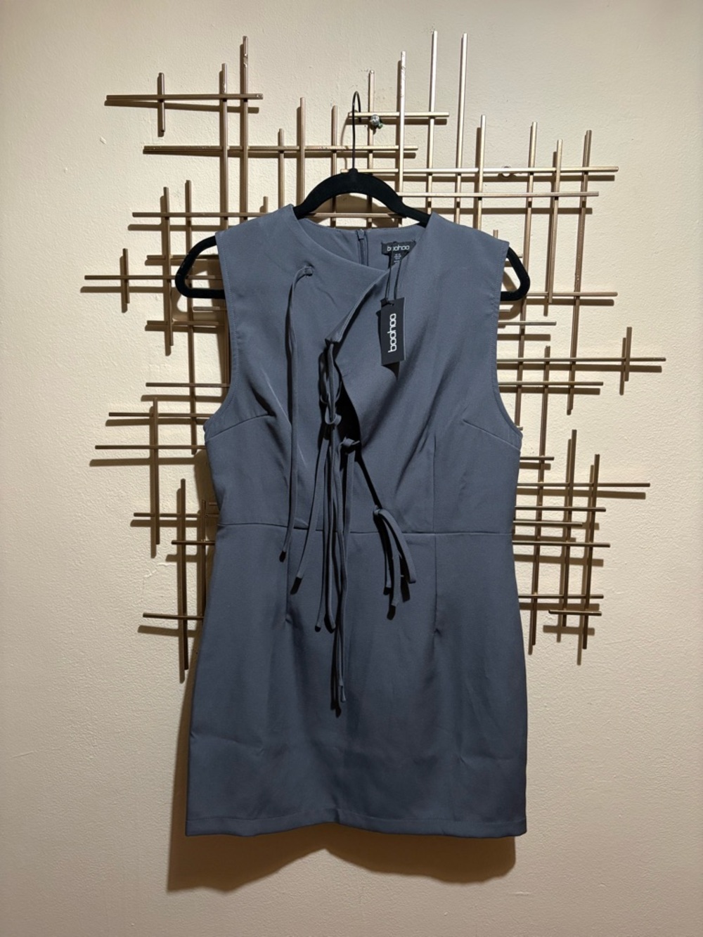 Boohoo Asymmetric Tie-Front Mini Dress